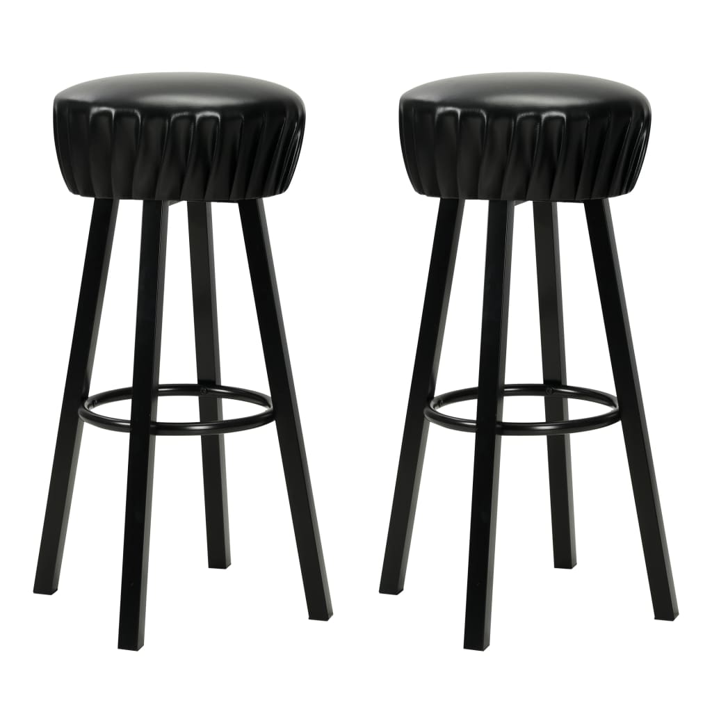 Bar stools, 2 pcs, black, artificial leather