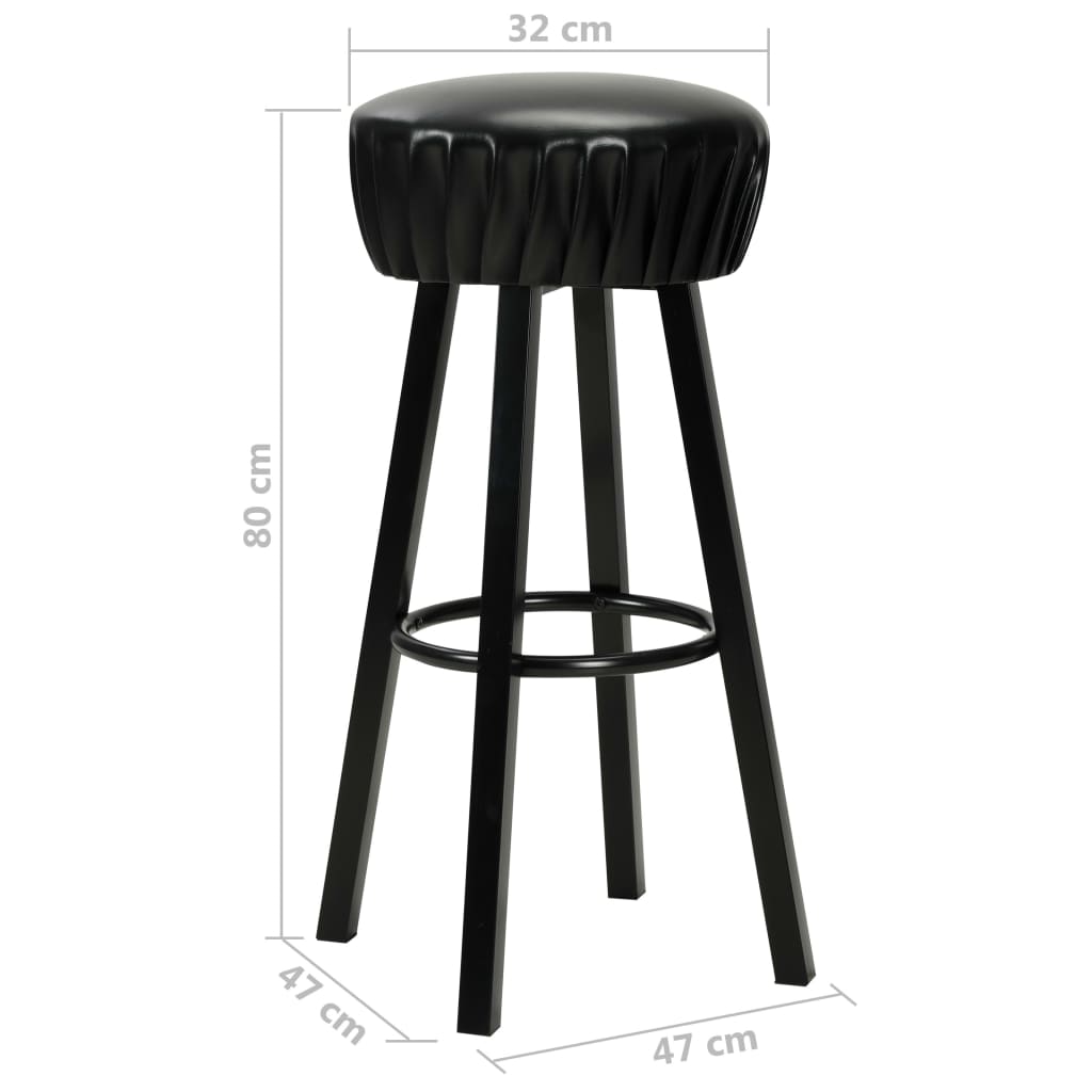Bar stools, 2 pcs, black, artificial leather