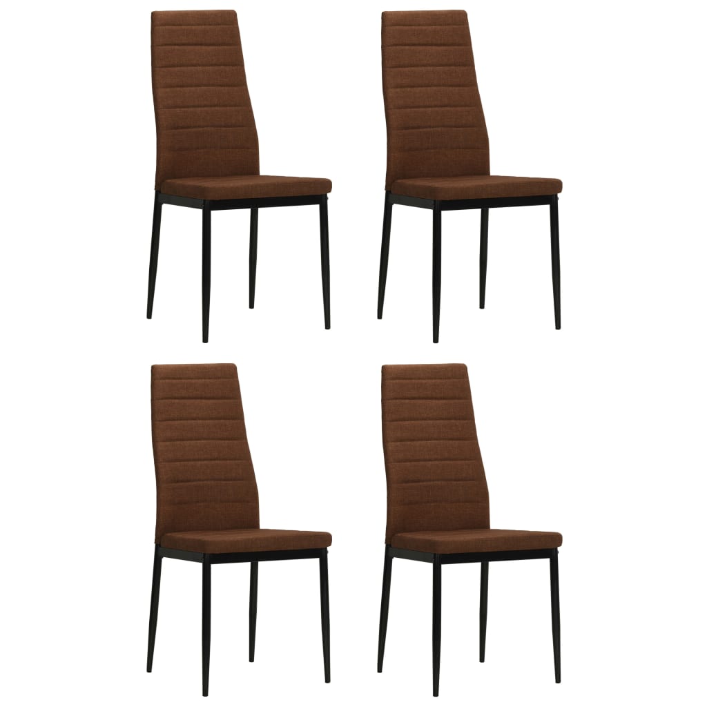 Dining chairs, 4 pcs., brown, fabric