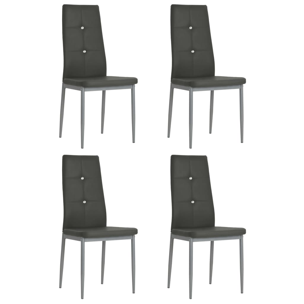 Dining chairs, 4 pcs., grey, faux leather