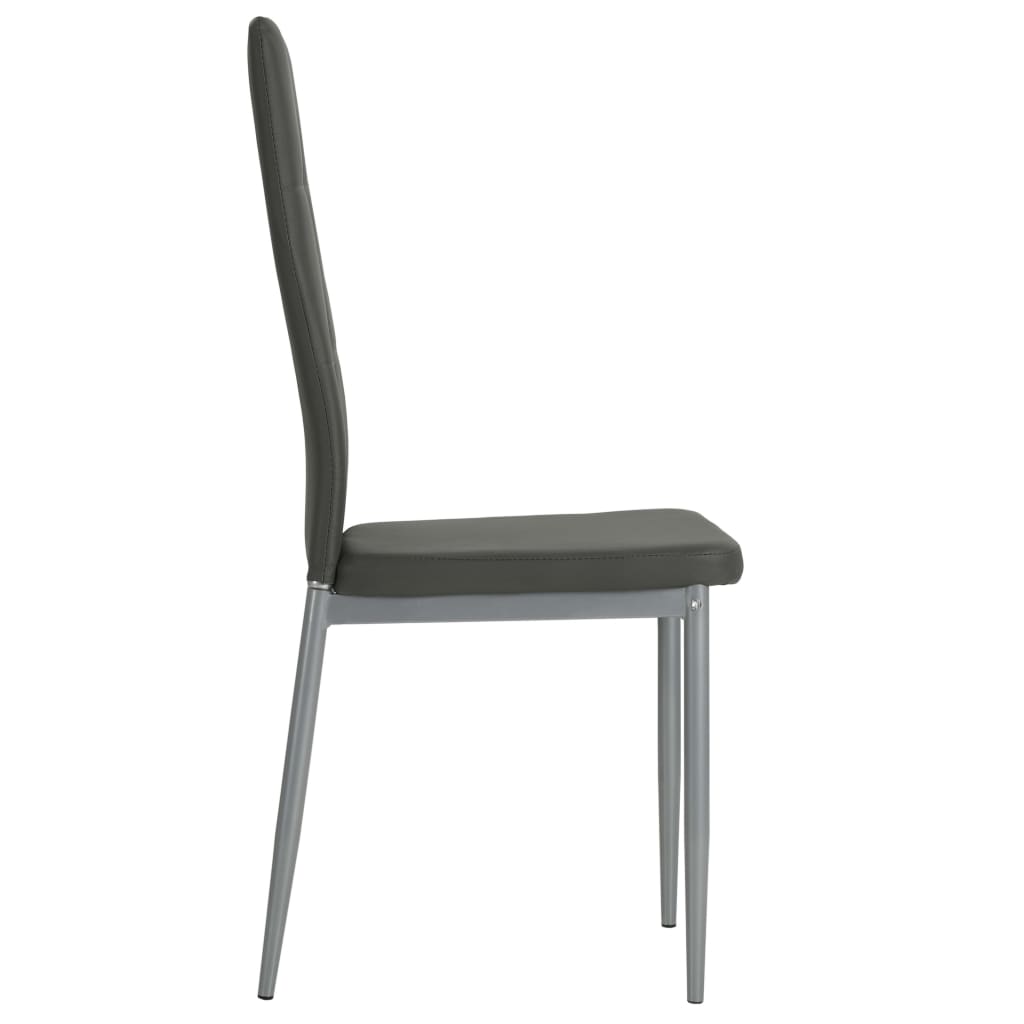 Dining chairs, 4 pcs., grey, faux leather