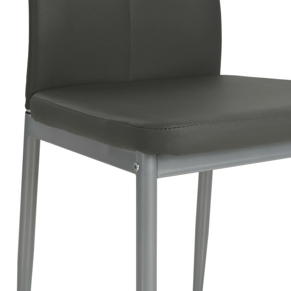 Dining chairs, 4 pcs., grey, faux leather