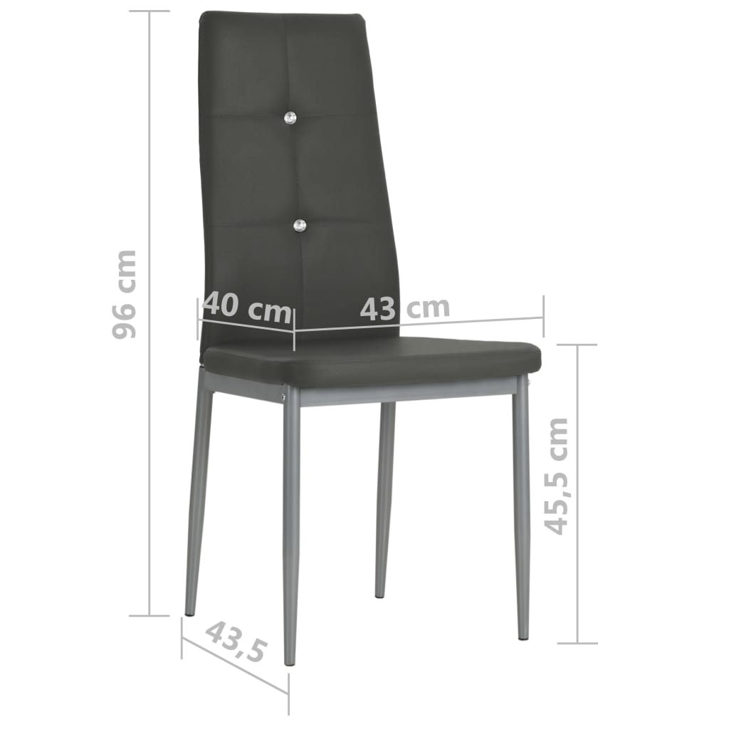 Dining chairs, 4 pcs., grey, faux leather