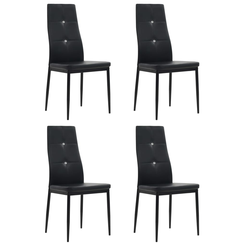 Dining Chairs, 4 pcs, black, artificial leather