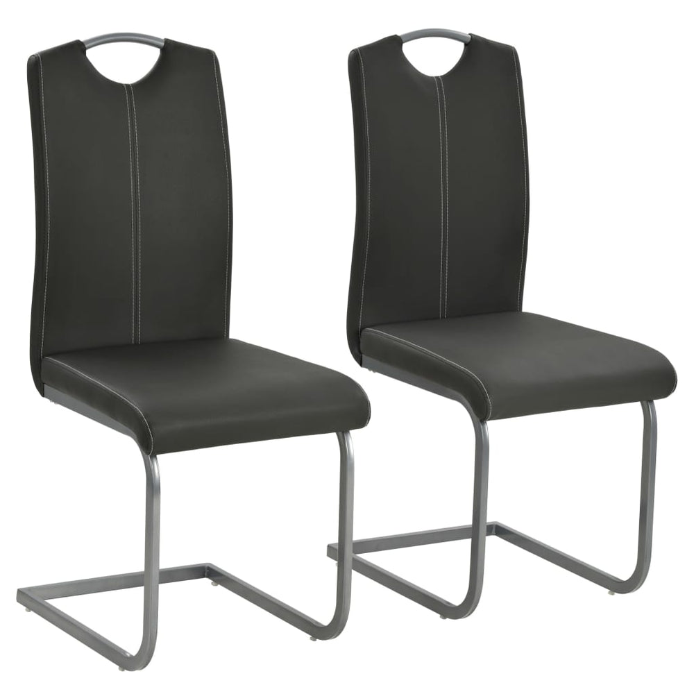 Cantilever dining chairs, 2 pcs., grey, artificial leather
