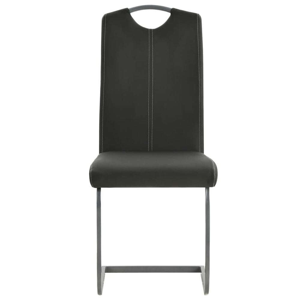 Cantilever dining chairs, 2 pcs., grey, artificial leather