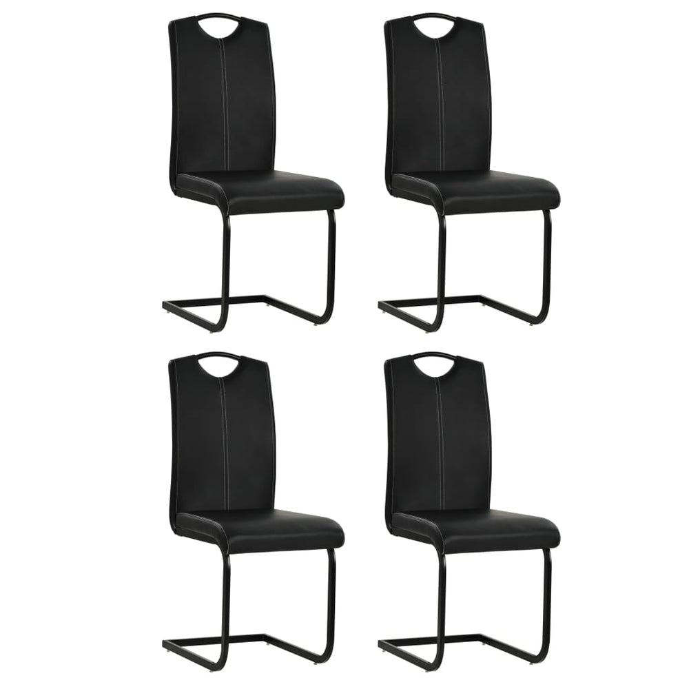 Cantilever Dining Chairs 4 pcs Black Artificial Leather