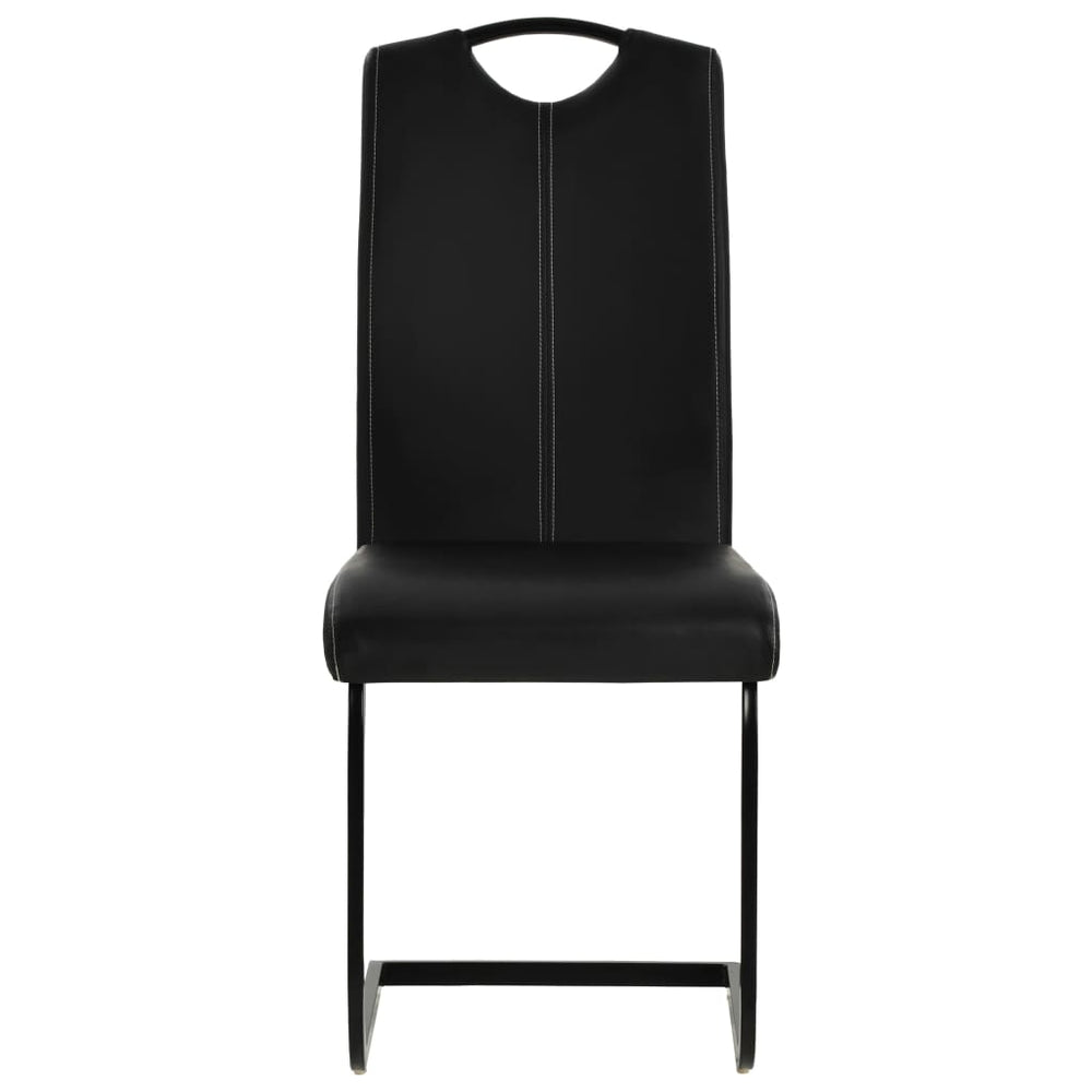 Cantilever Dining Chairs 4 pcs Black Artificial Leather