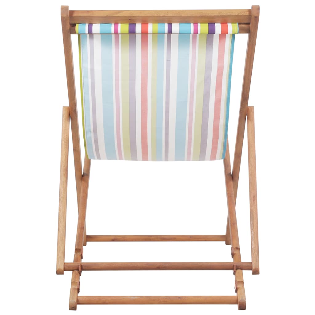 Foldable beach chair, fabric and wooden frame, various colors.