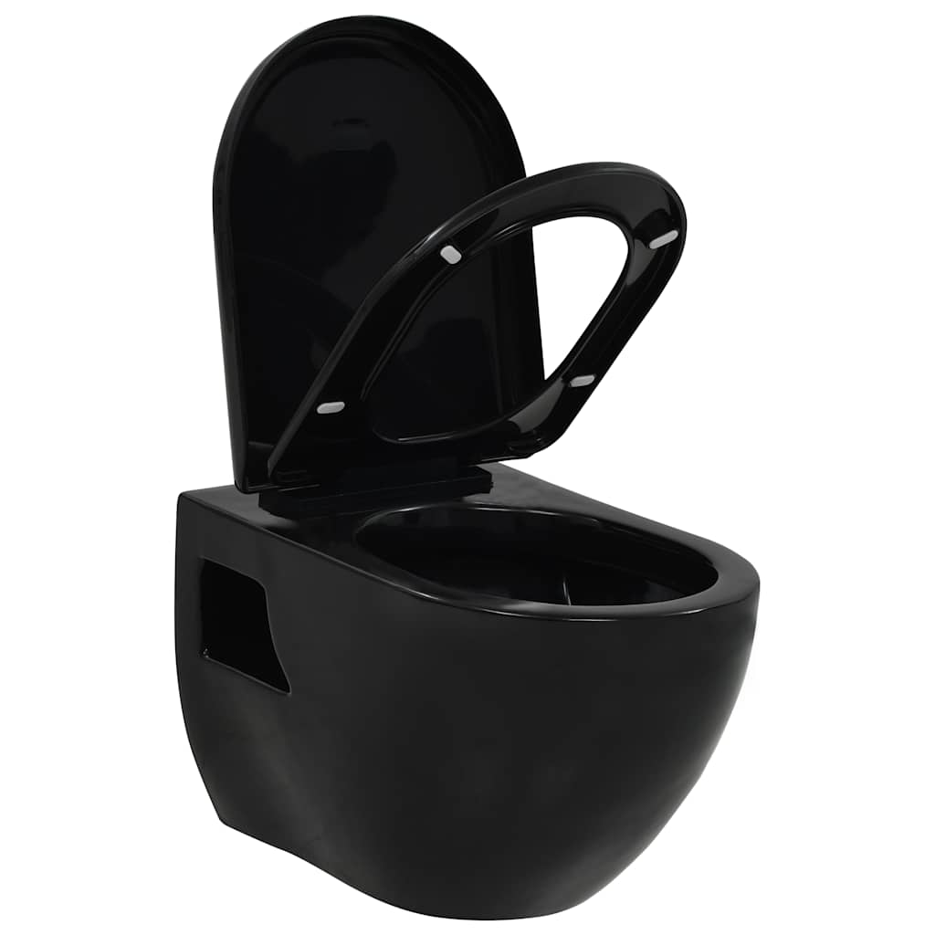 Wall-hung ceramic toilet, black