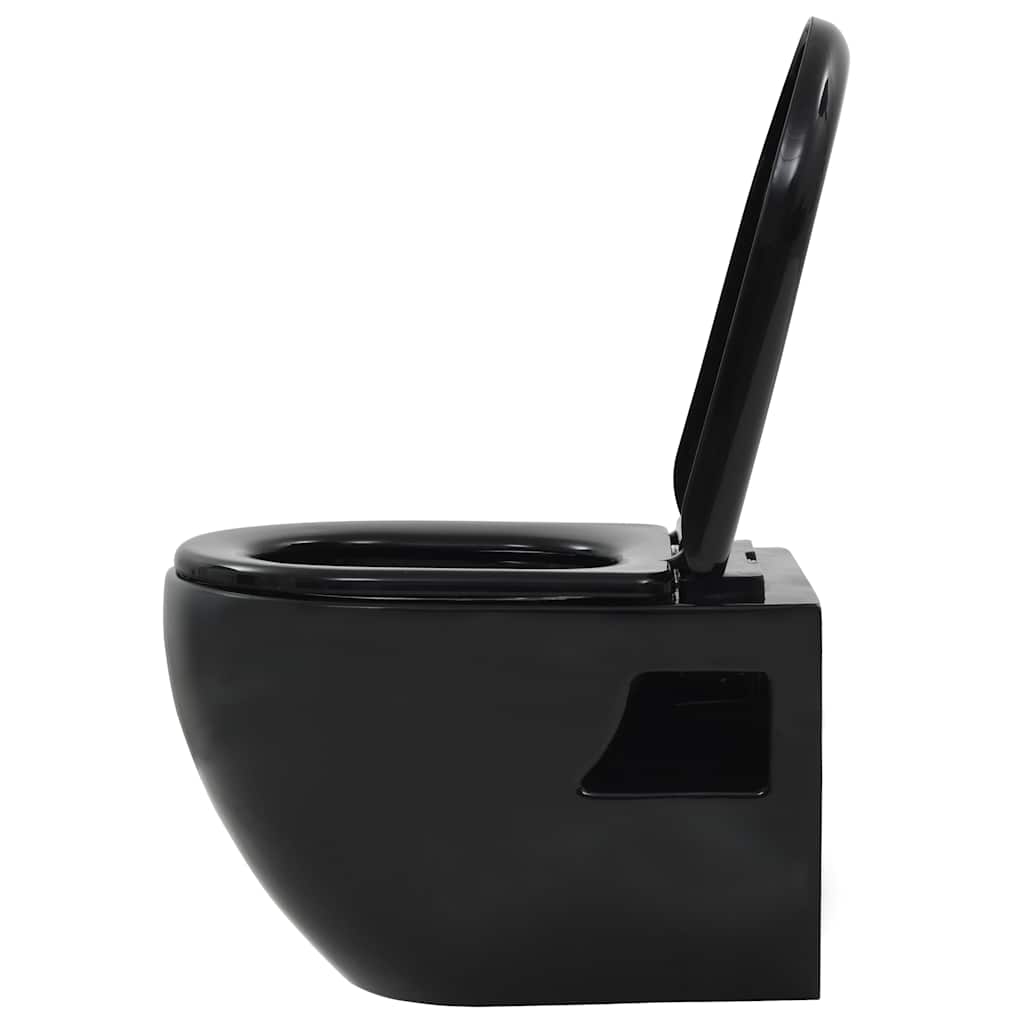 Wall-hung ceramic toilet, black