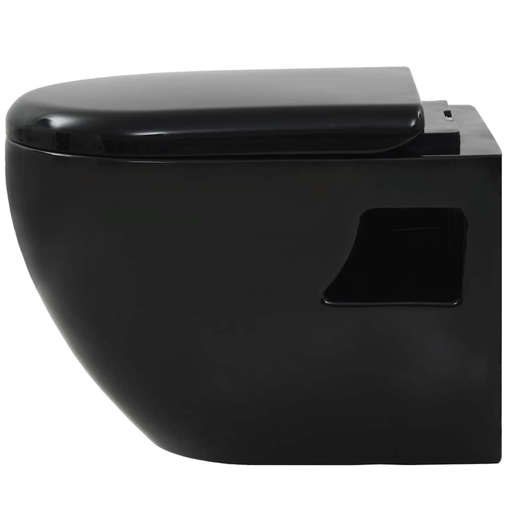 Wall-hung ceramic toilet, black