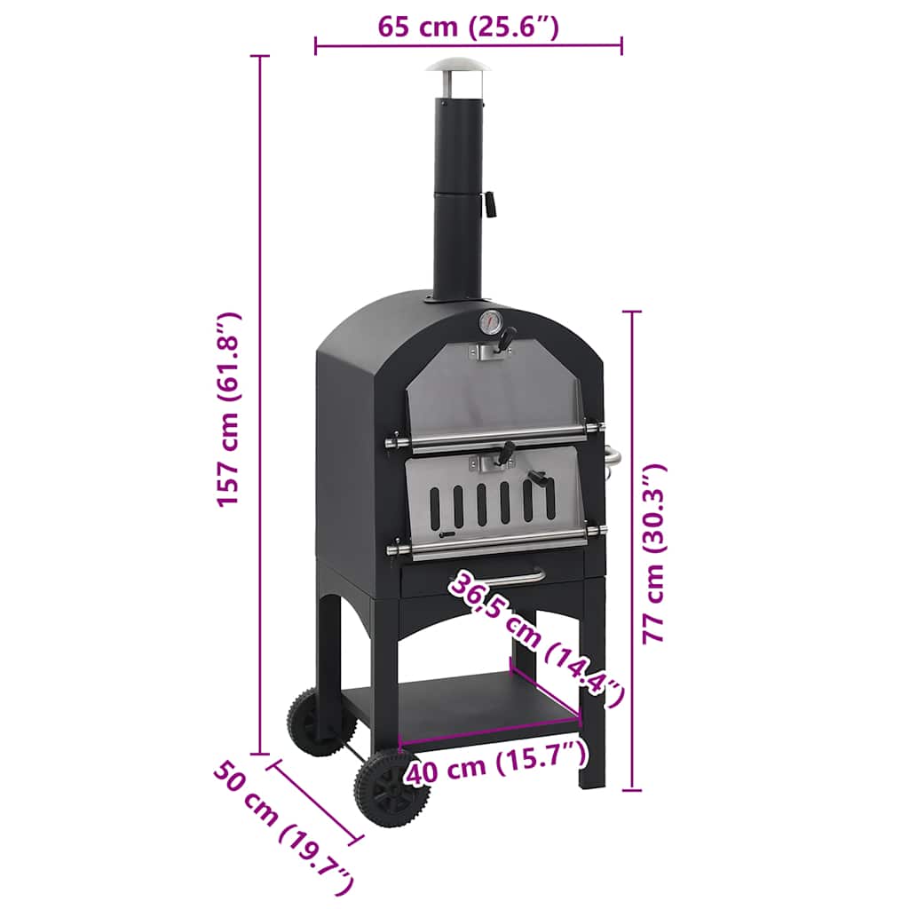 Outdoor charcoal pizza oven with fire stone