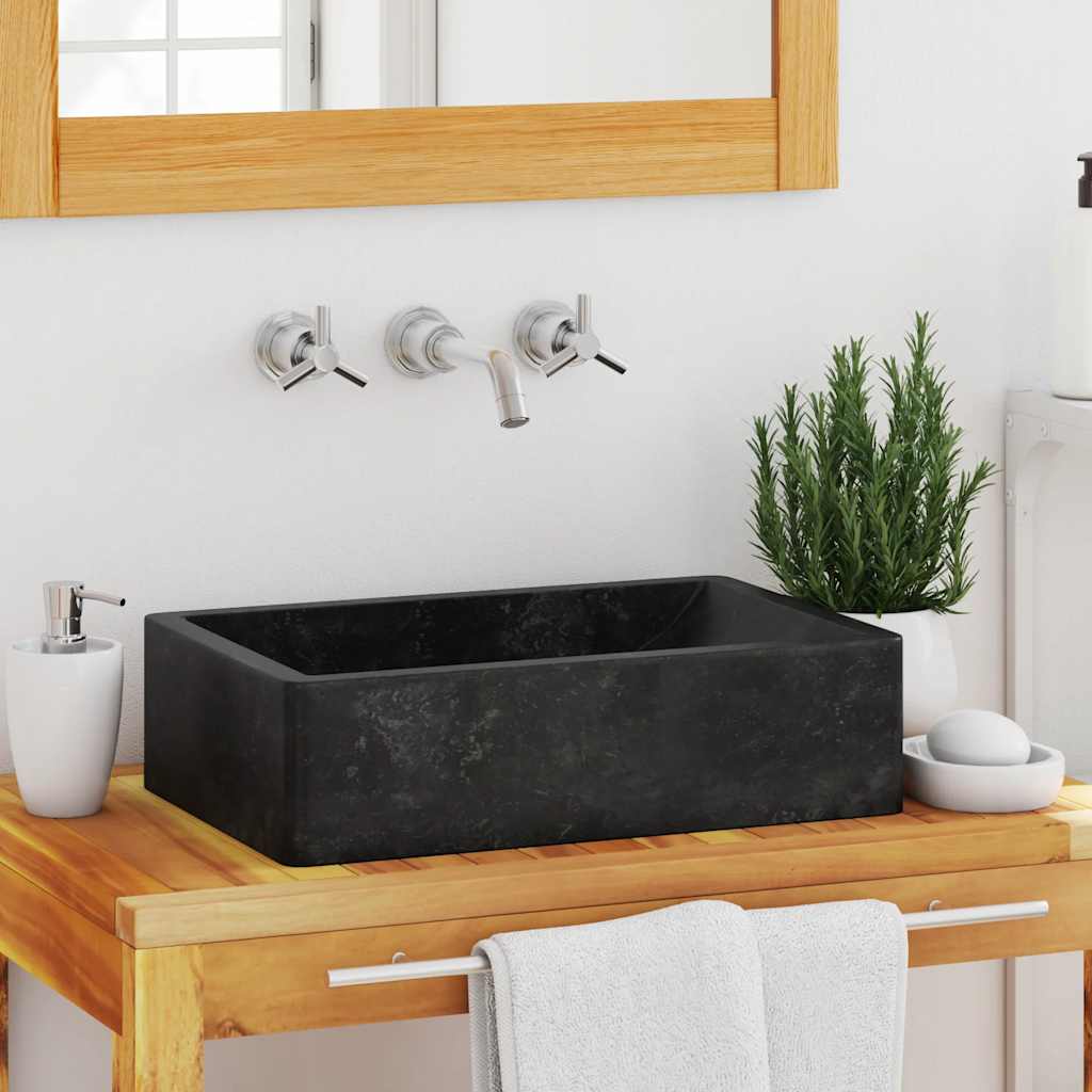 Sink, glossy black, 45x30x12cm, marble