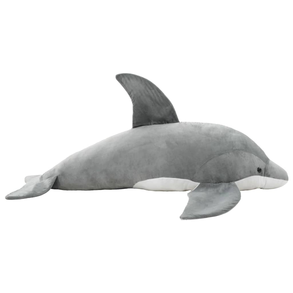 Minkštas žaislinis delfinas, pilkas, pliušinis