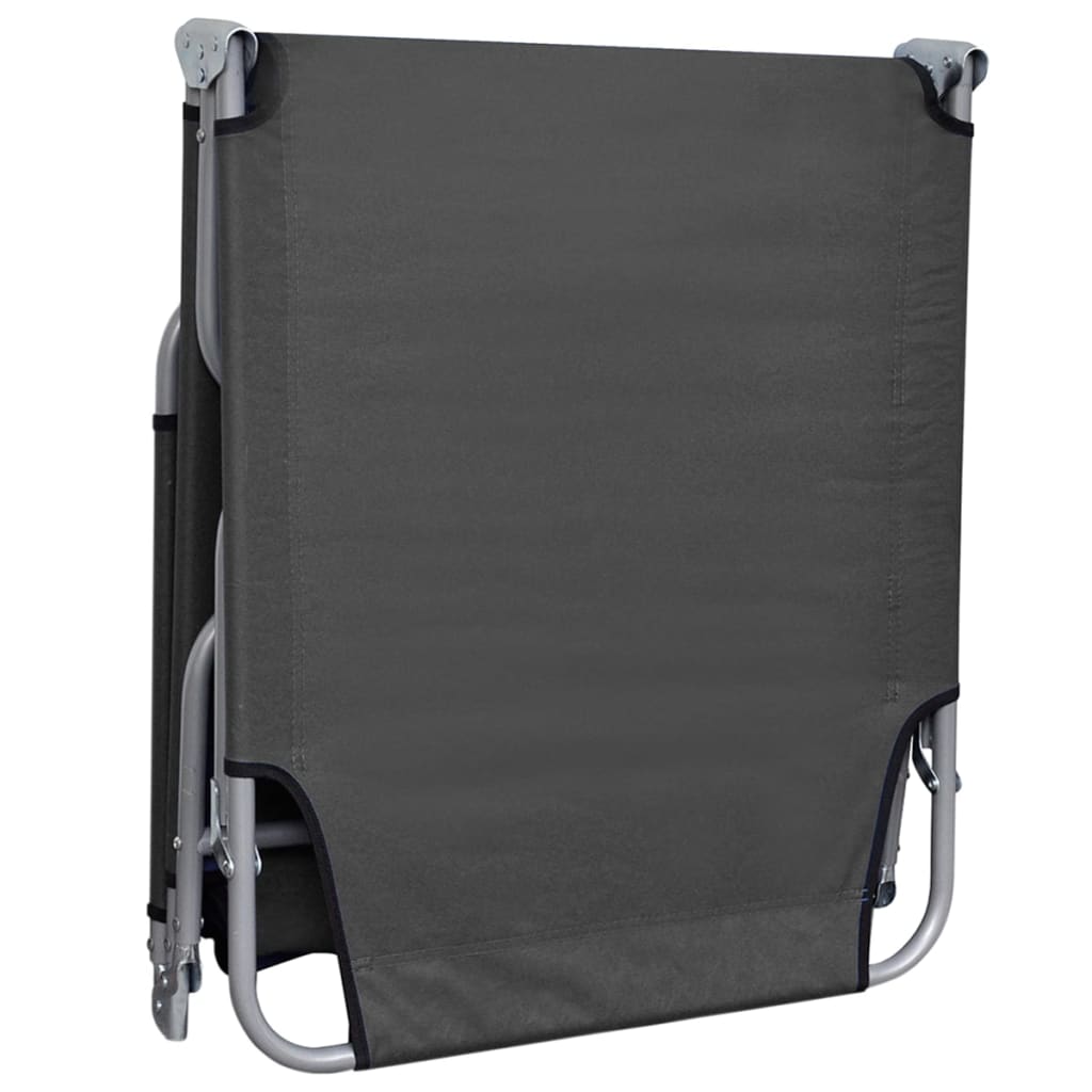 Foldable sun lounger with adjustable backrest, grey