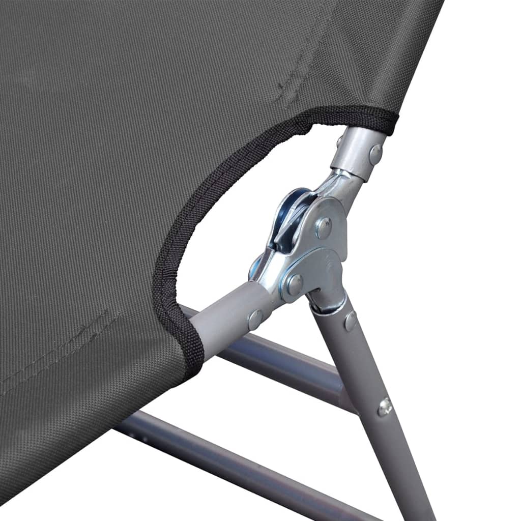 Foldable sun lounger with adjustable backrest, grey