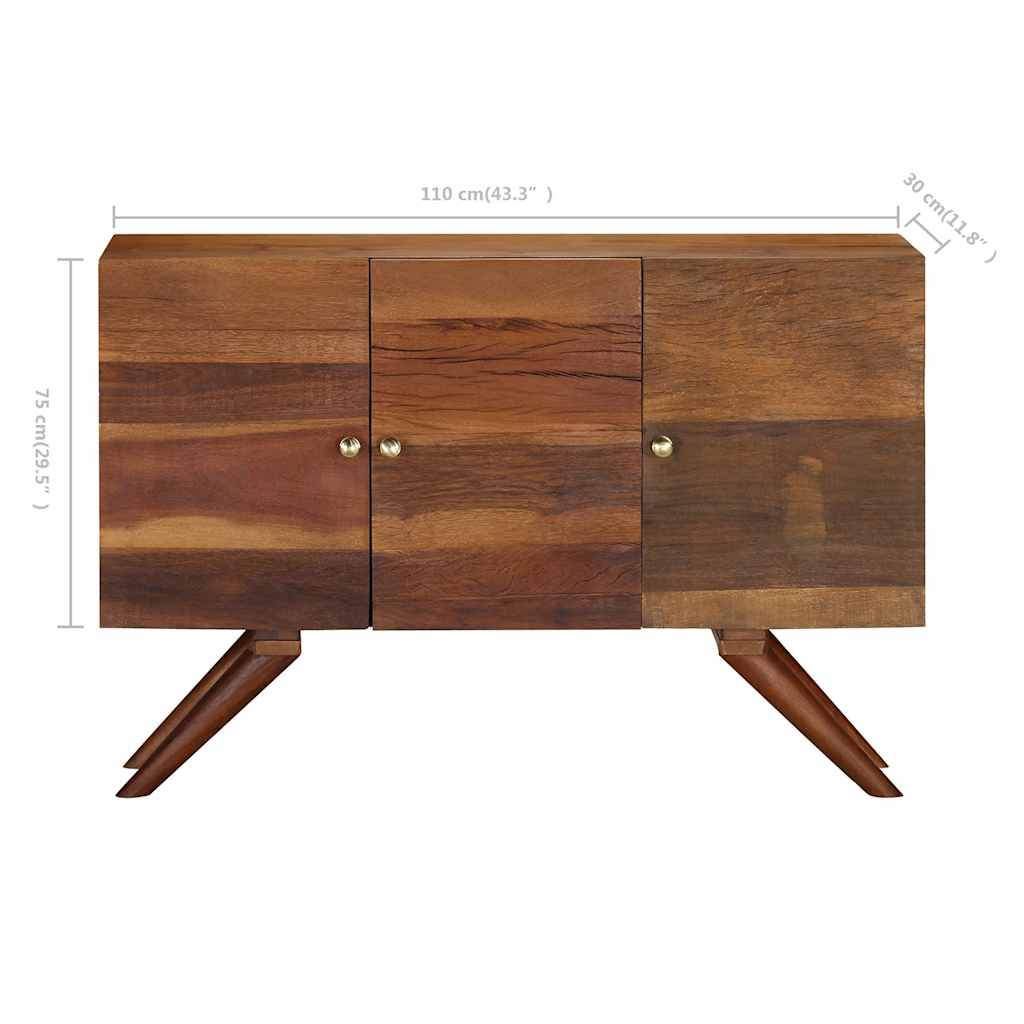 Sideboard, brown, 110x30x75cm, solid reclaimed wood