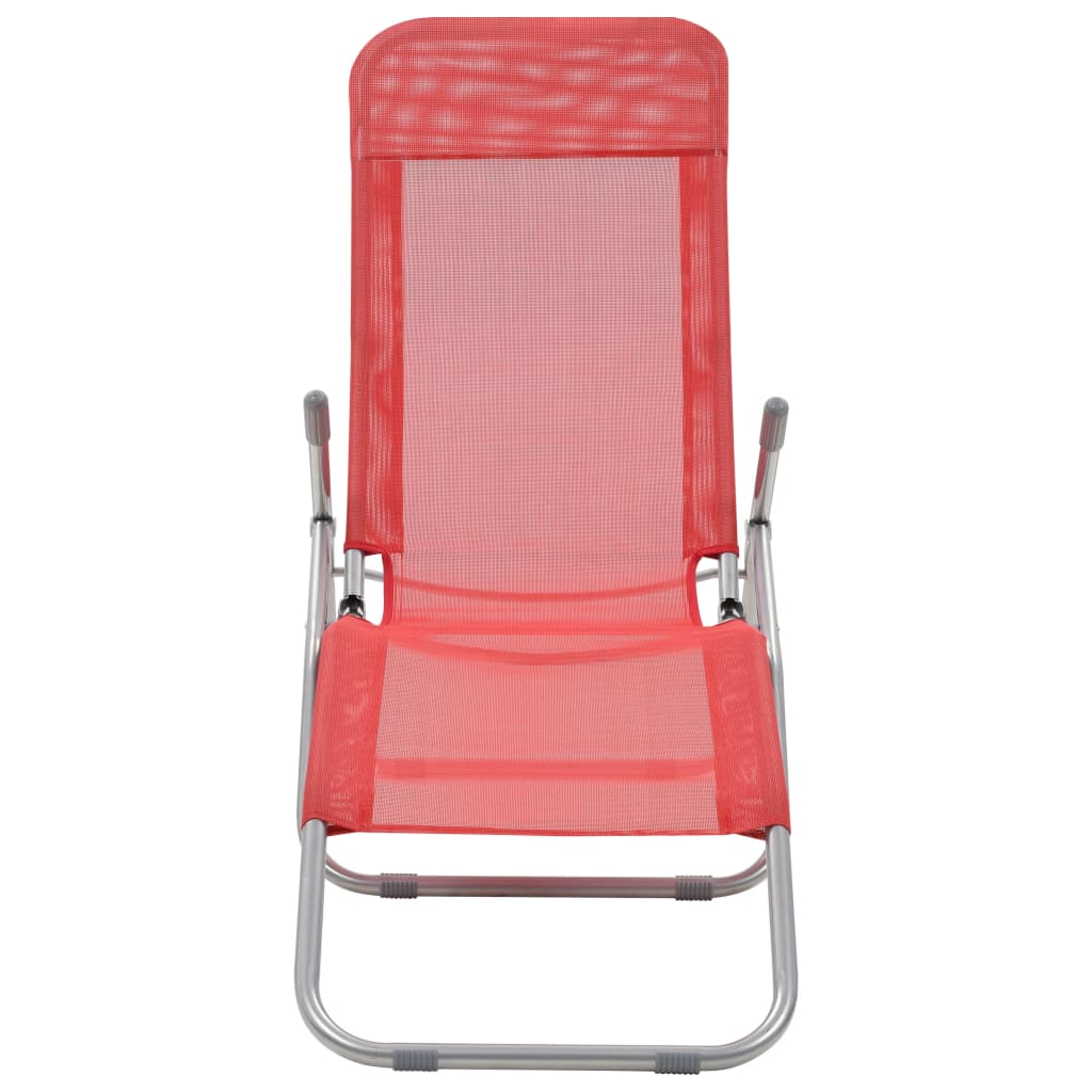 Foldable sun loungers, 2 pcs, textilene, red