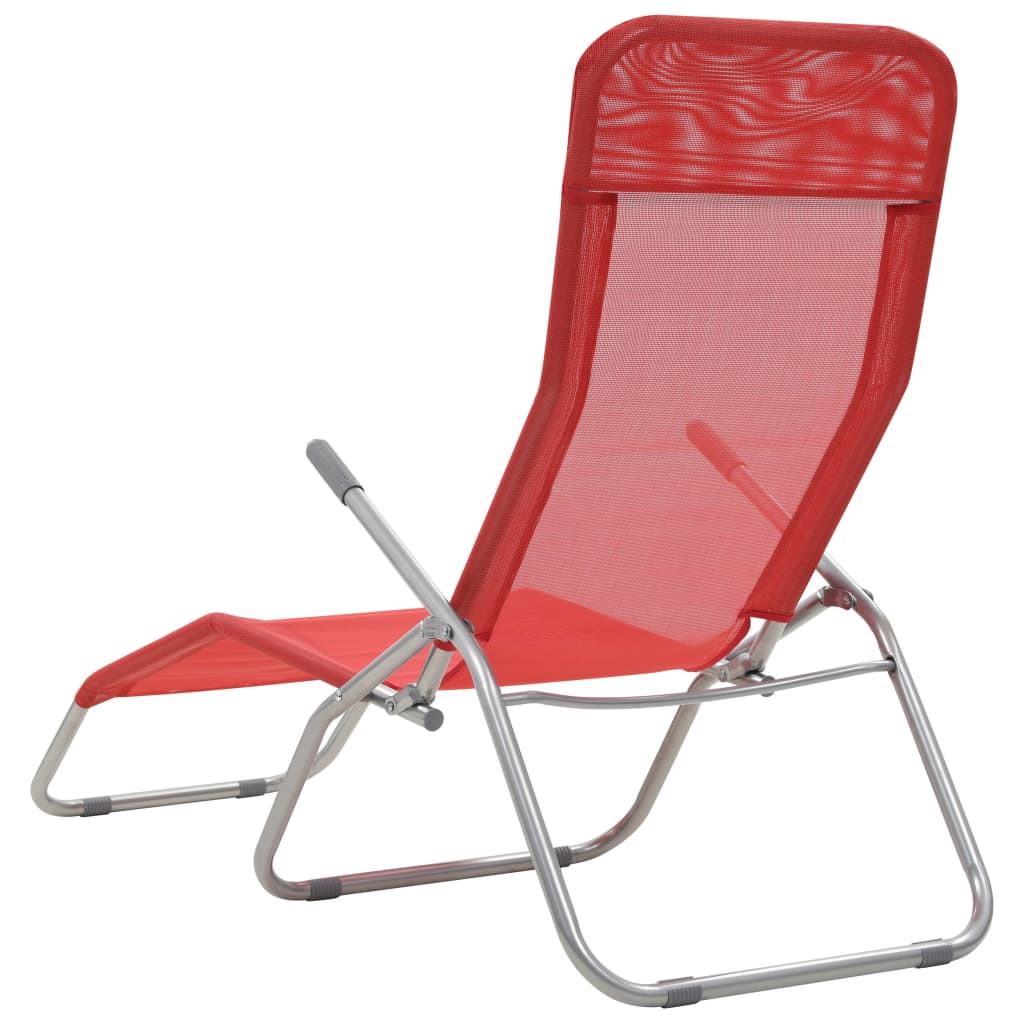 Foldable sun loungers, 2 pcs, textilene, red