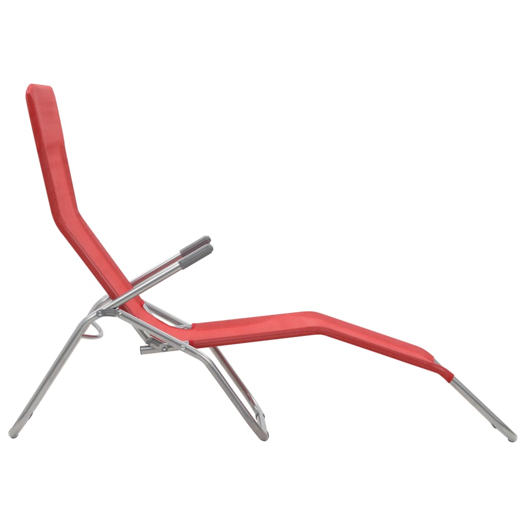 Foldable sun loungers, 2 pcs, textilene, red