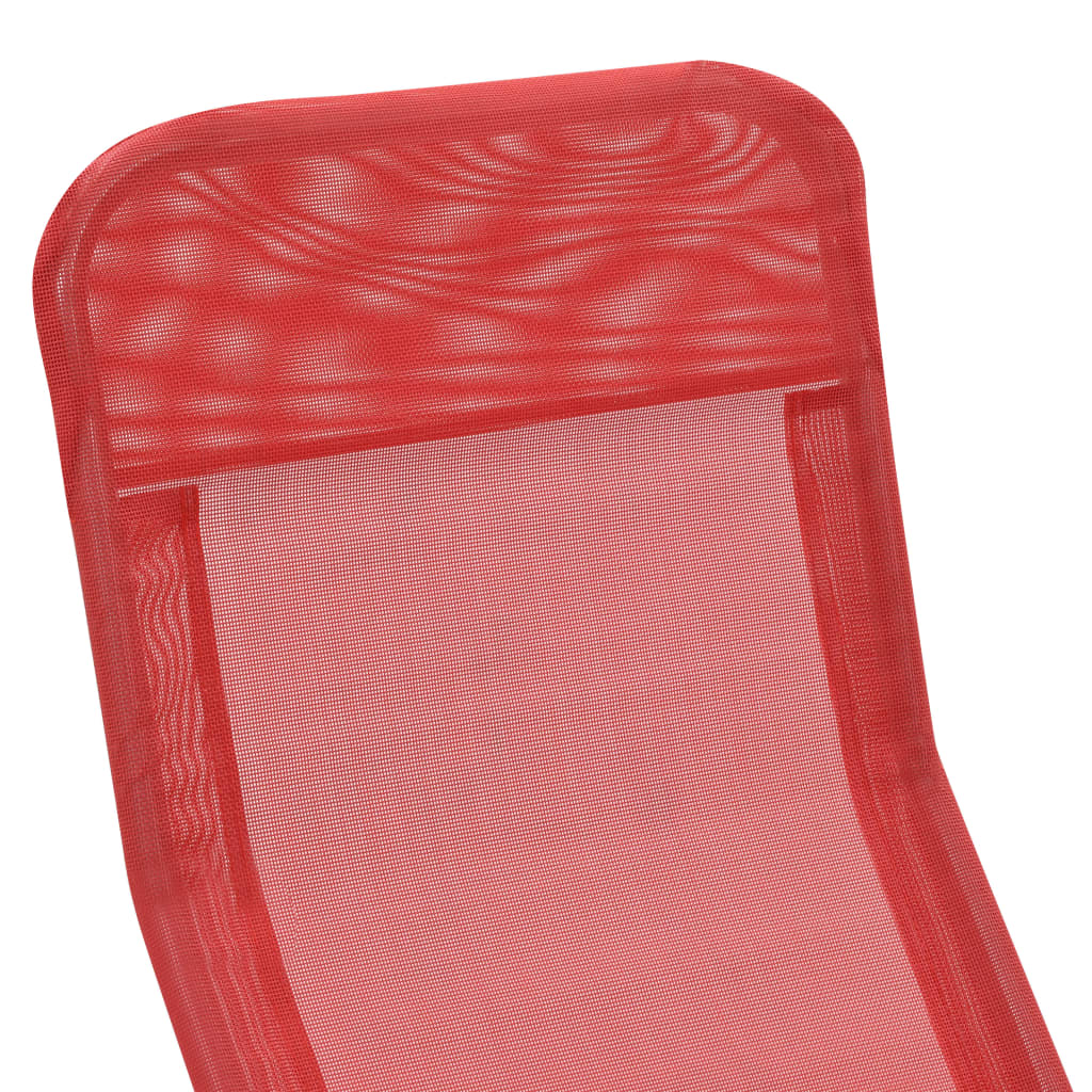 Foldable sun loungers, 2 pcs, textilene, red