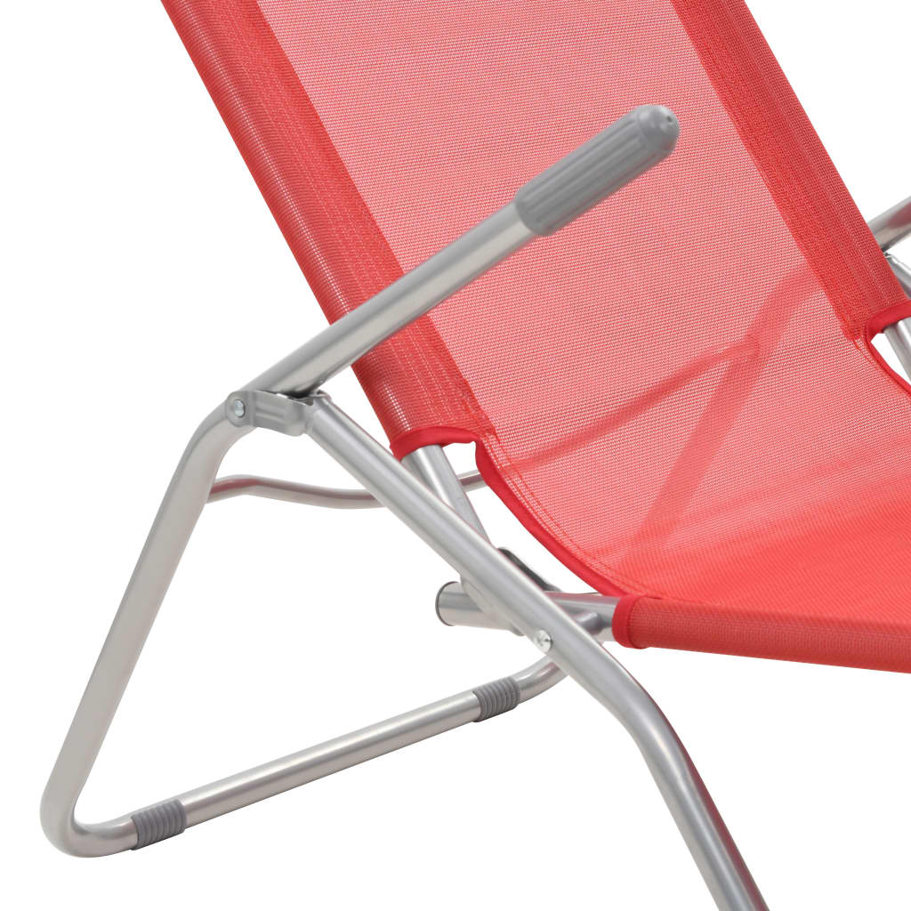 Foldable sun loungers, 2 pcs, textilene, red