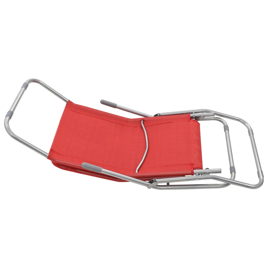 Foldable sun loungers, 2 pcs, textilene, red