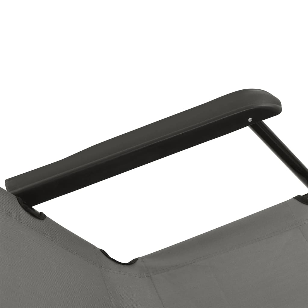 Foldable Sun Loungers, 2 pcs, with Footrest, Steel, Grey