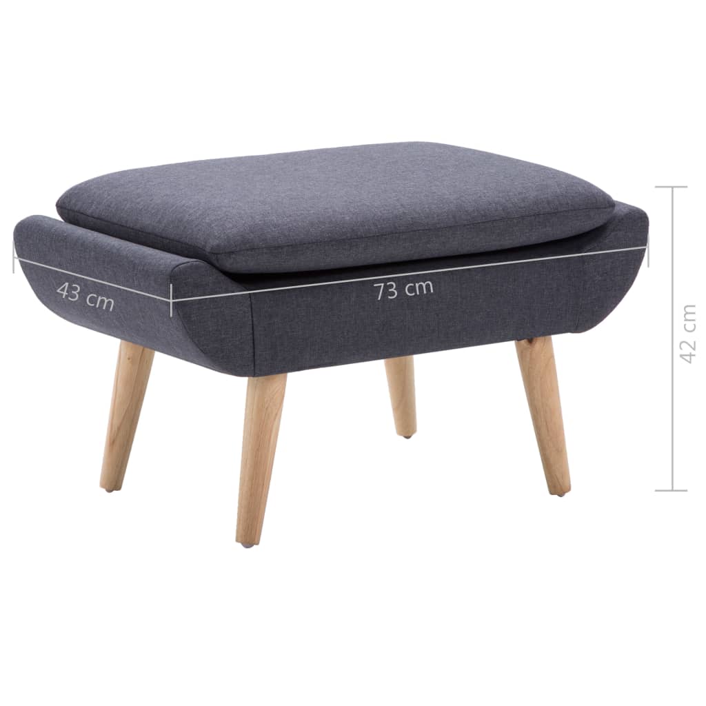 Footstool, fabric upholstery, 73x43x42cm, dark grey