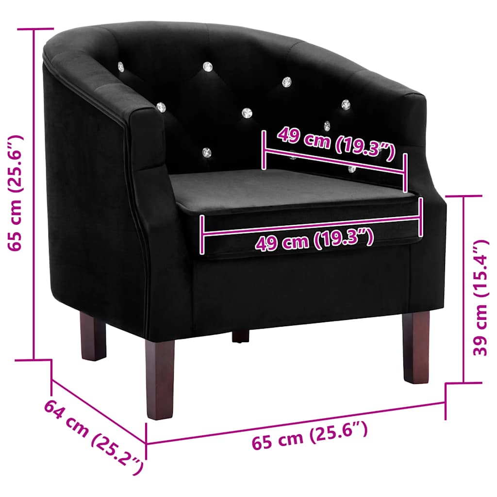 Chair, black, velvet