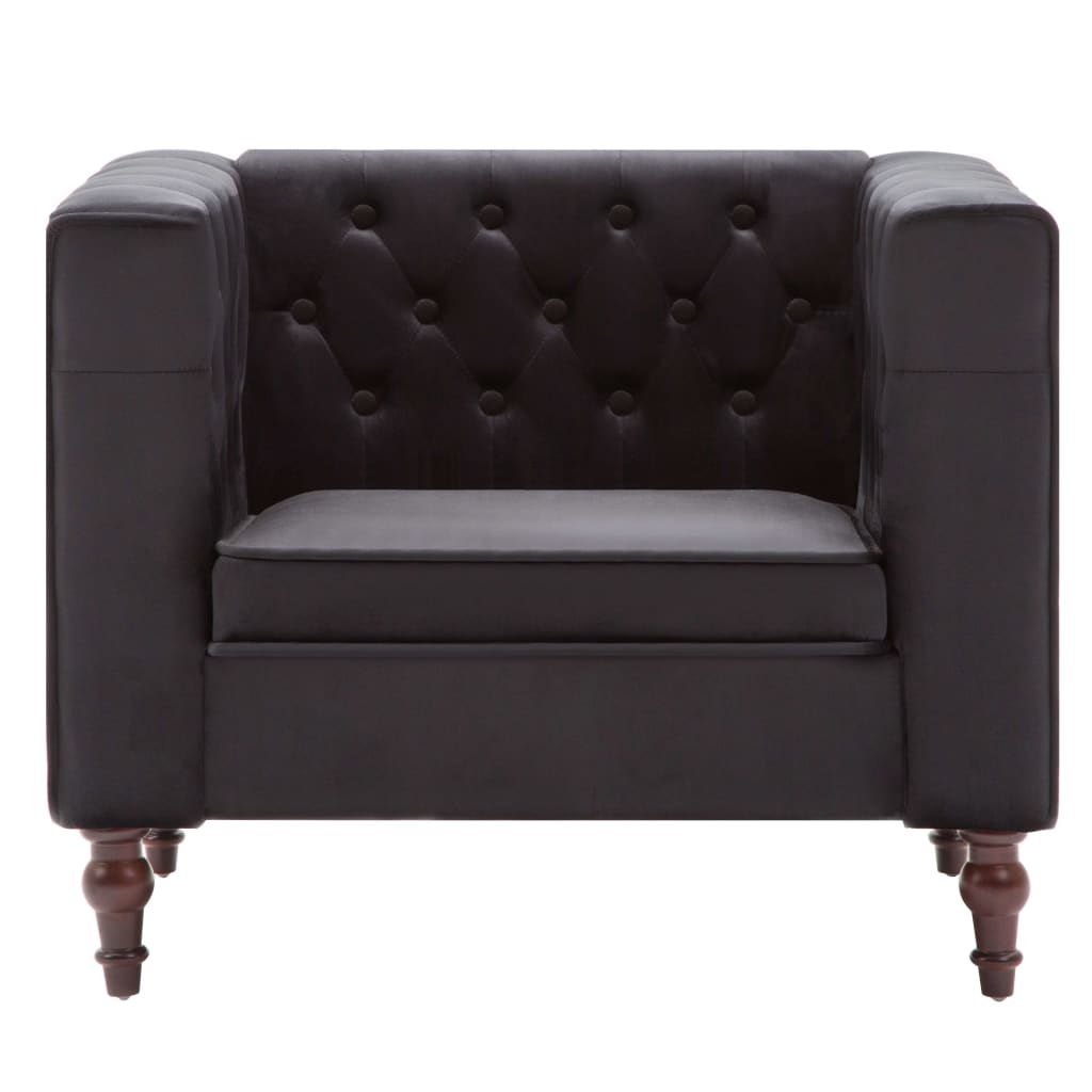 Armchair, black, velvet