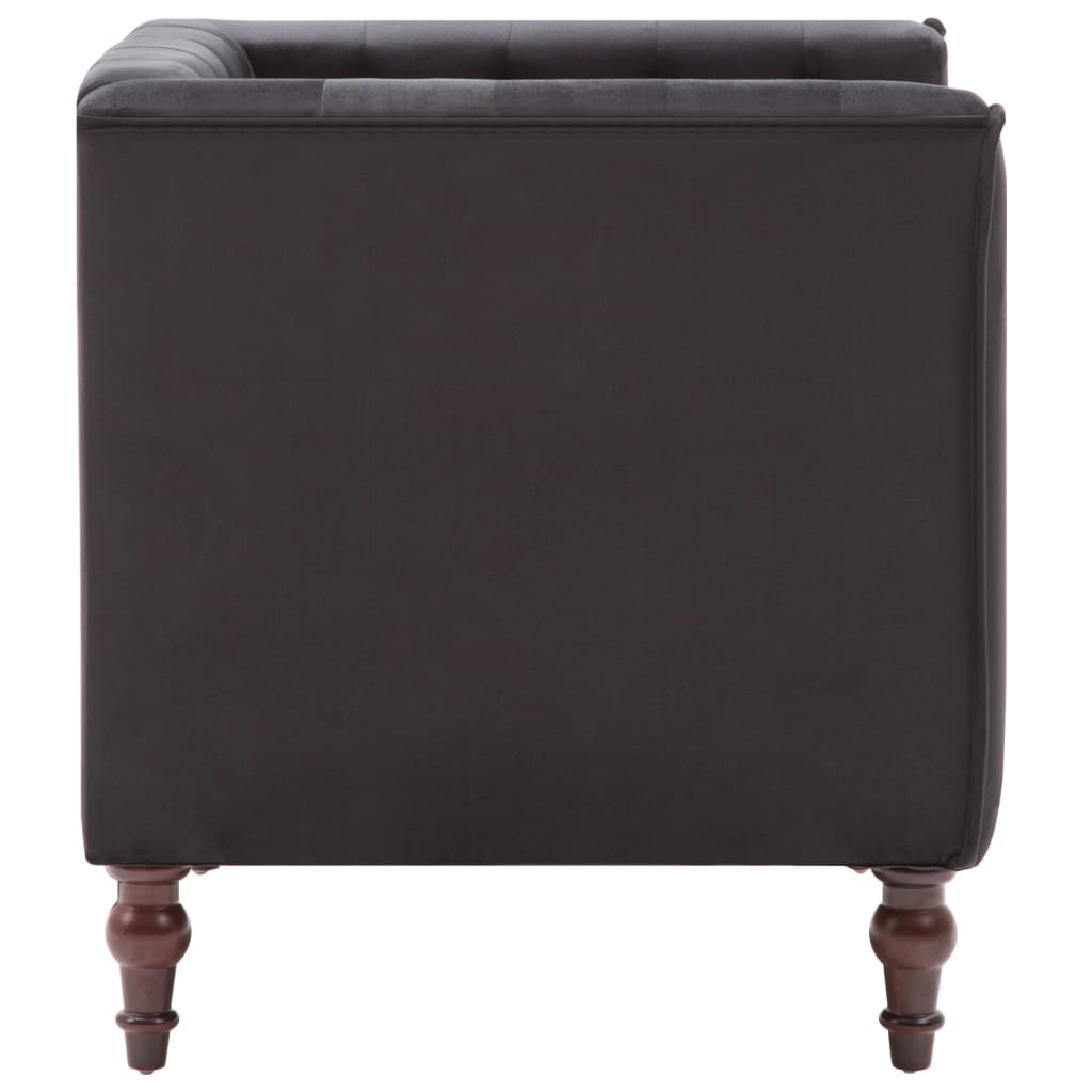 Armchair, black, velvet