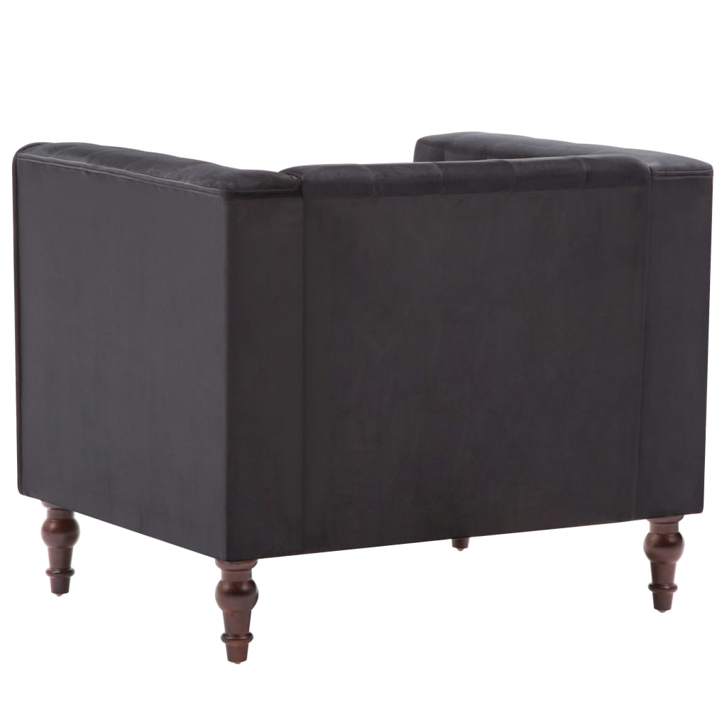 Armchair, black, velvet