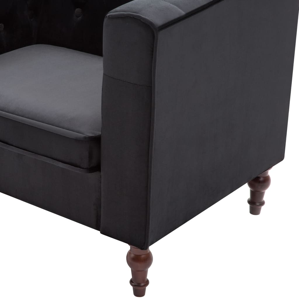 Armchair, black, velvet