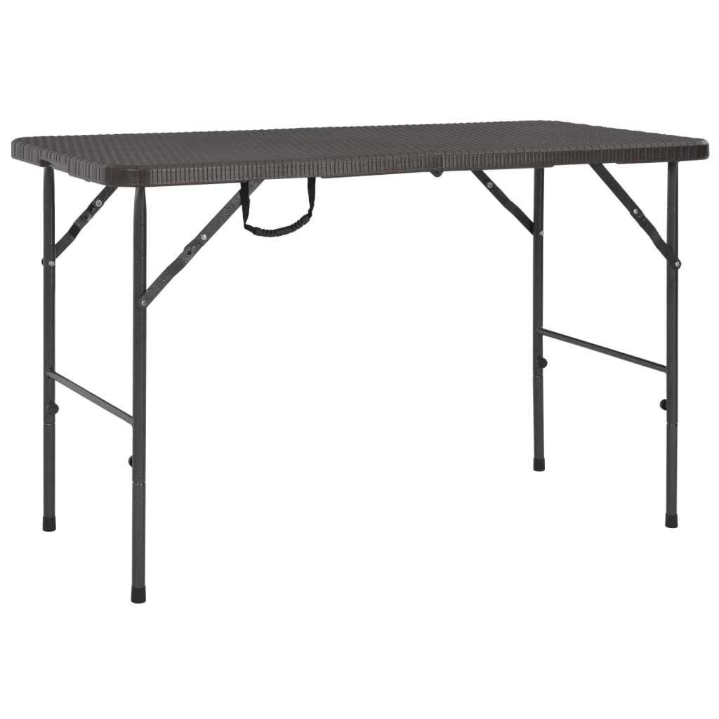Sulankstomas sodo stalas, rudas, 120x60x74cm, HDPE ratano imit.