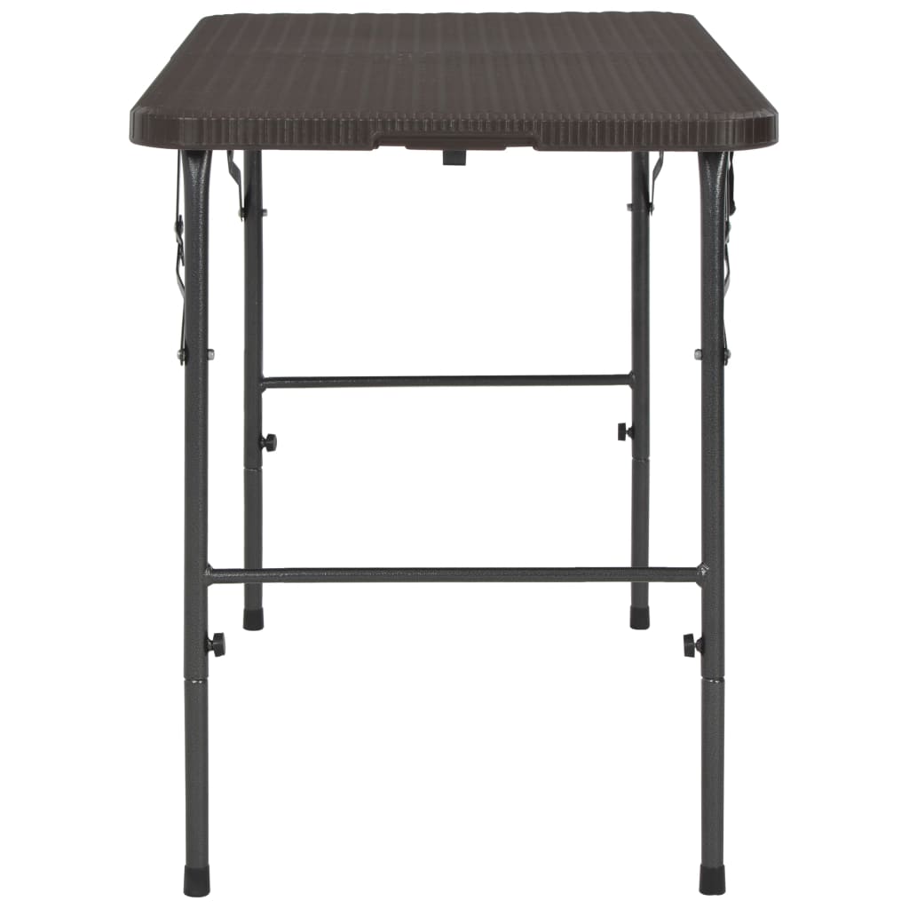 Sulankstomas sodo stalas, rudas, 120x60x74cm, HDPE ratano imit.