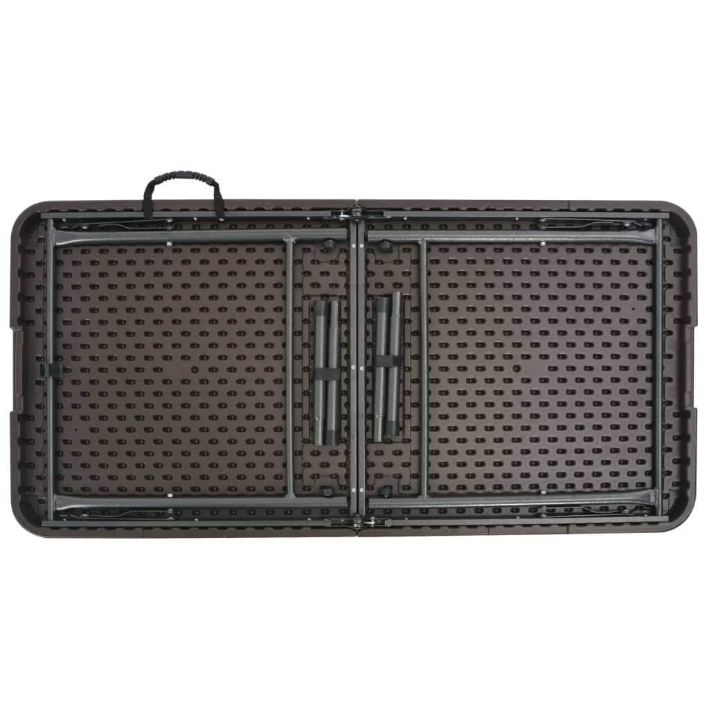 Sulankstomas sodo stalas, rudas, 120x60x74cm, HDPE ratano imit.