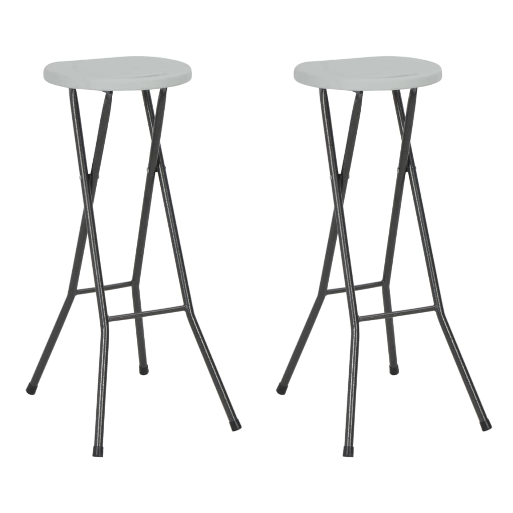 Sulankstomos baro taburetės, 2 vnt., HDPE ir plienas, baltos