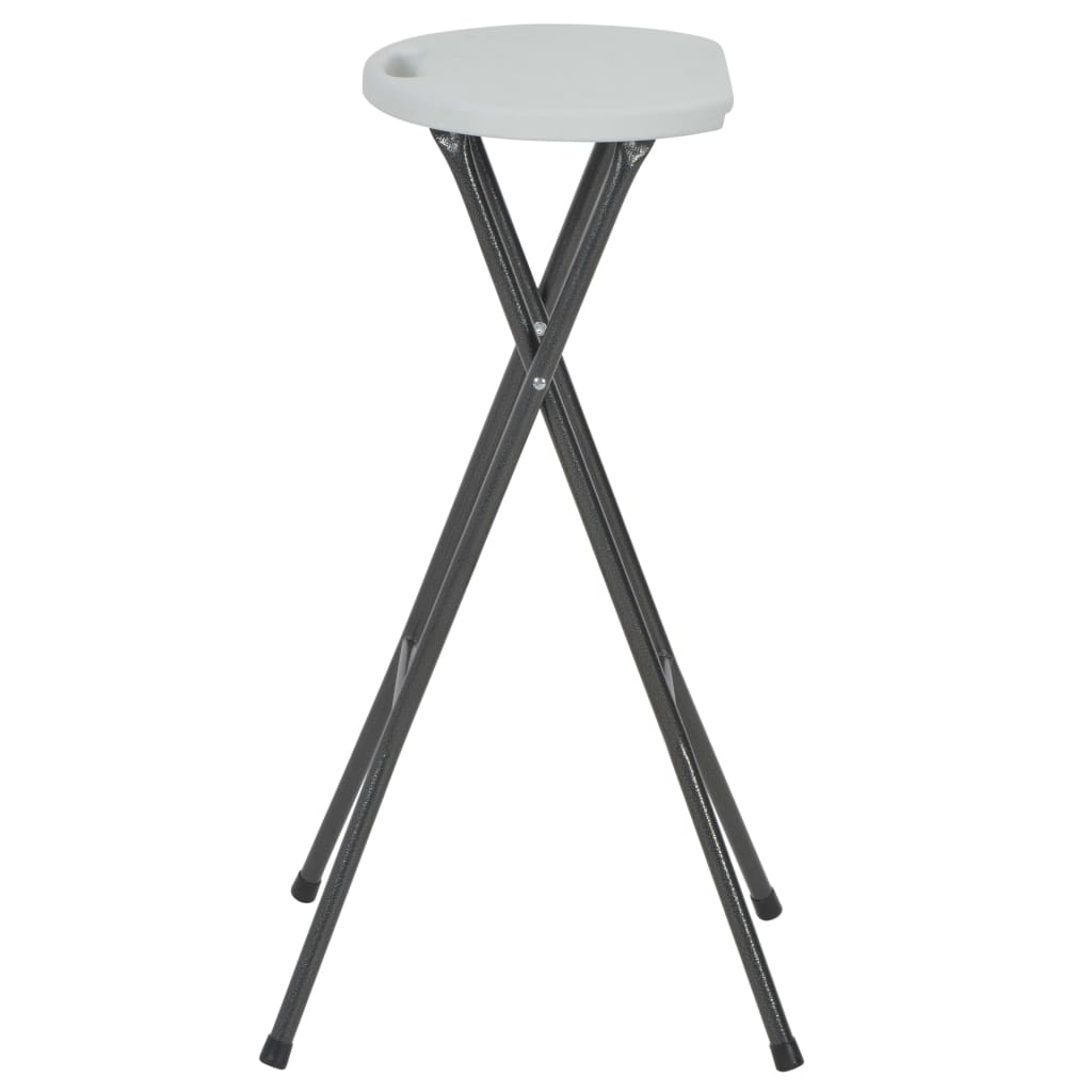 Sulankstomos baro taburetės, 2 vnt., HDPE ir plienas, baltos