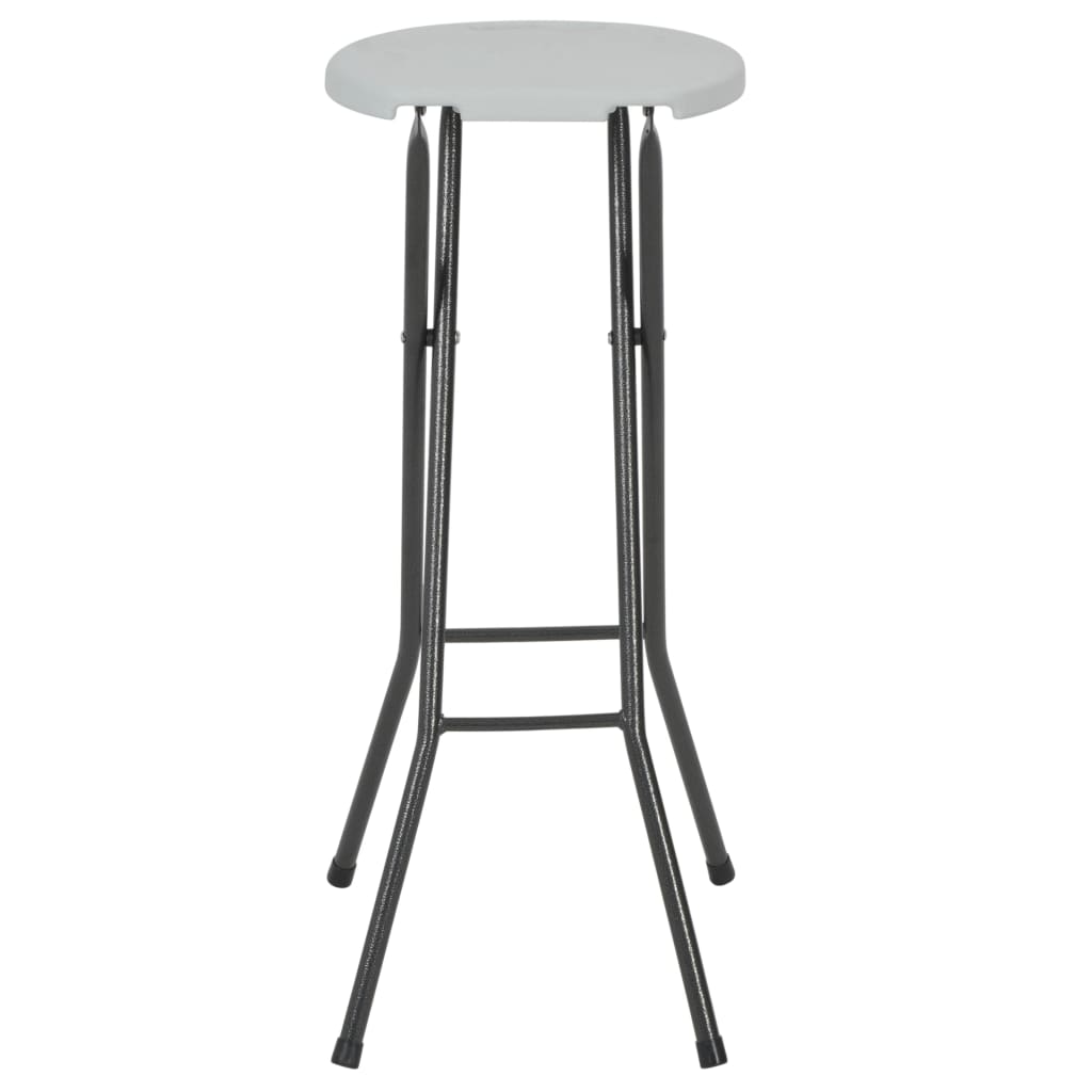 Sulankstomos baro taburetės, 2 vnt., HDPE ir plienas, baltos