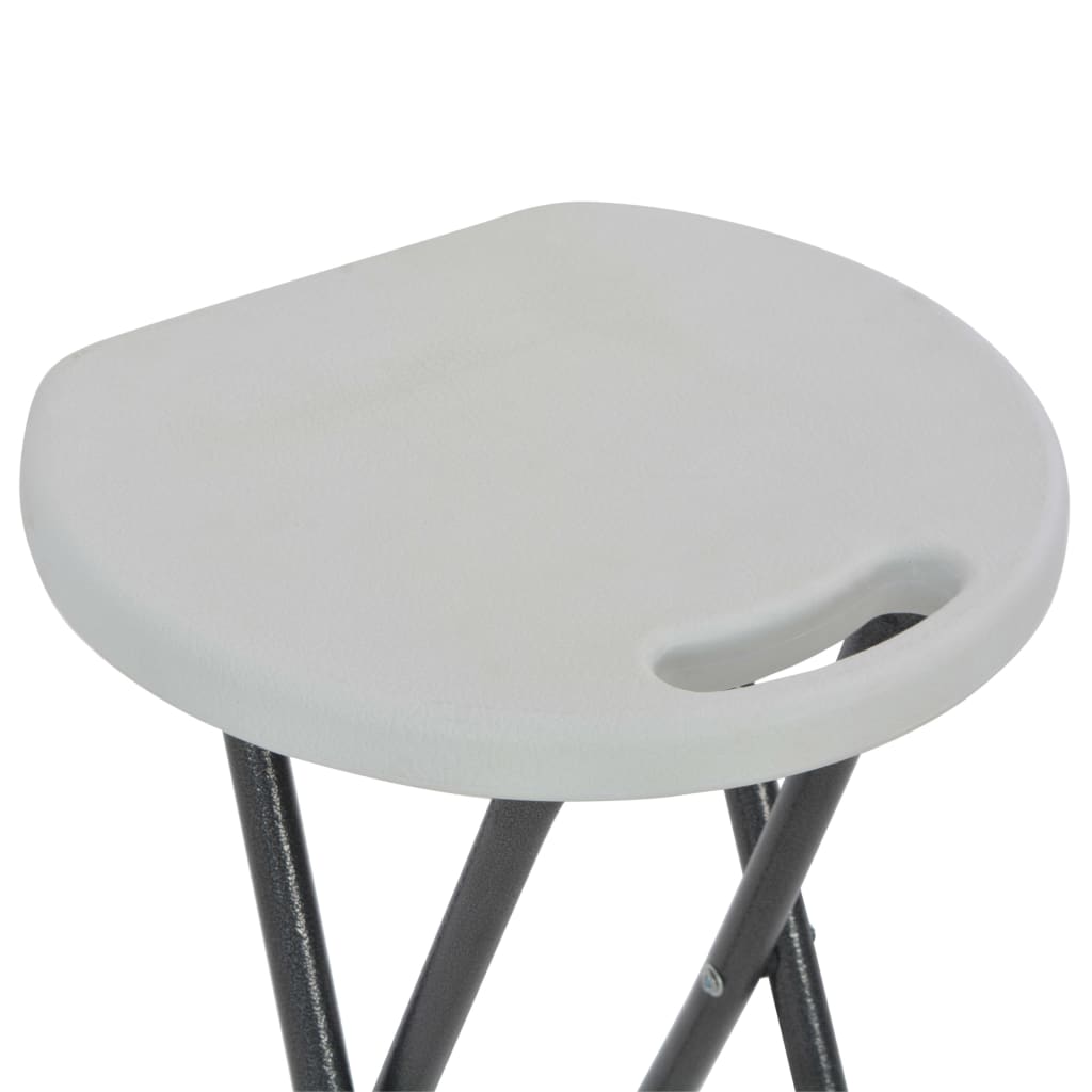 Sulankstomos baro taburetės, 2 vnt., HDPE ir plienas, baltos
