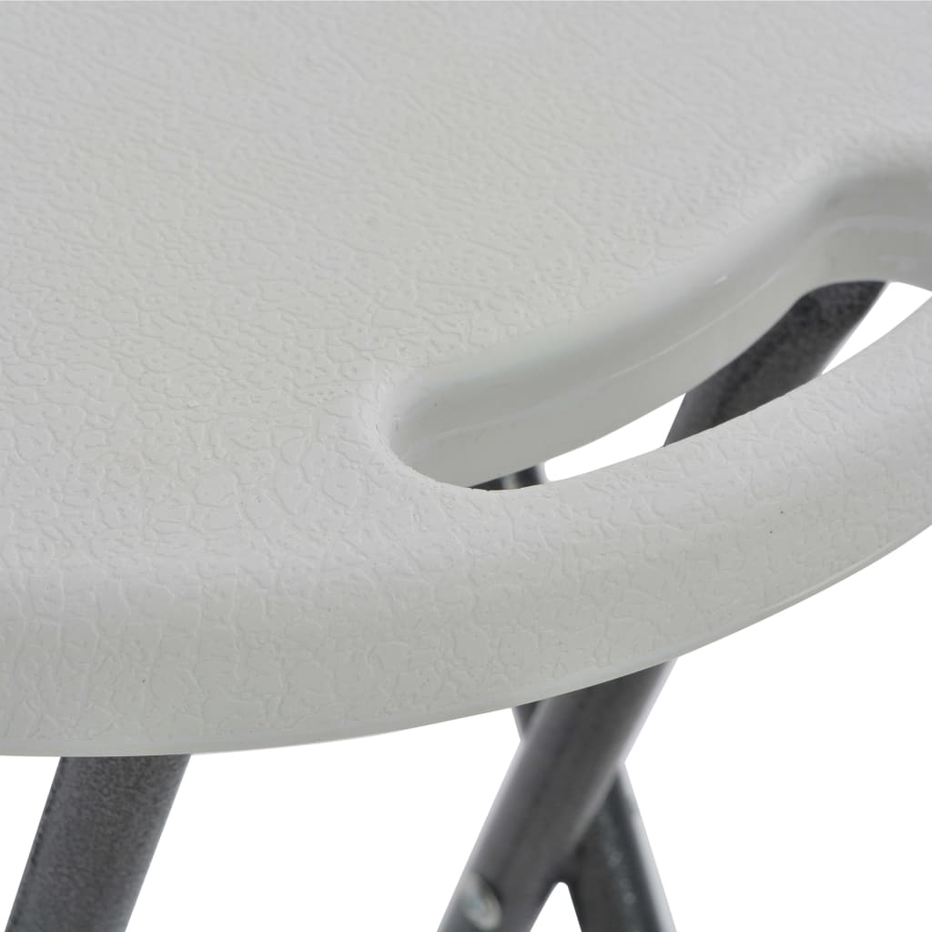 Sulankstomos baro taburetės, 2 vnt., HDPE ir plienas, baltos