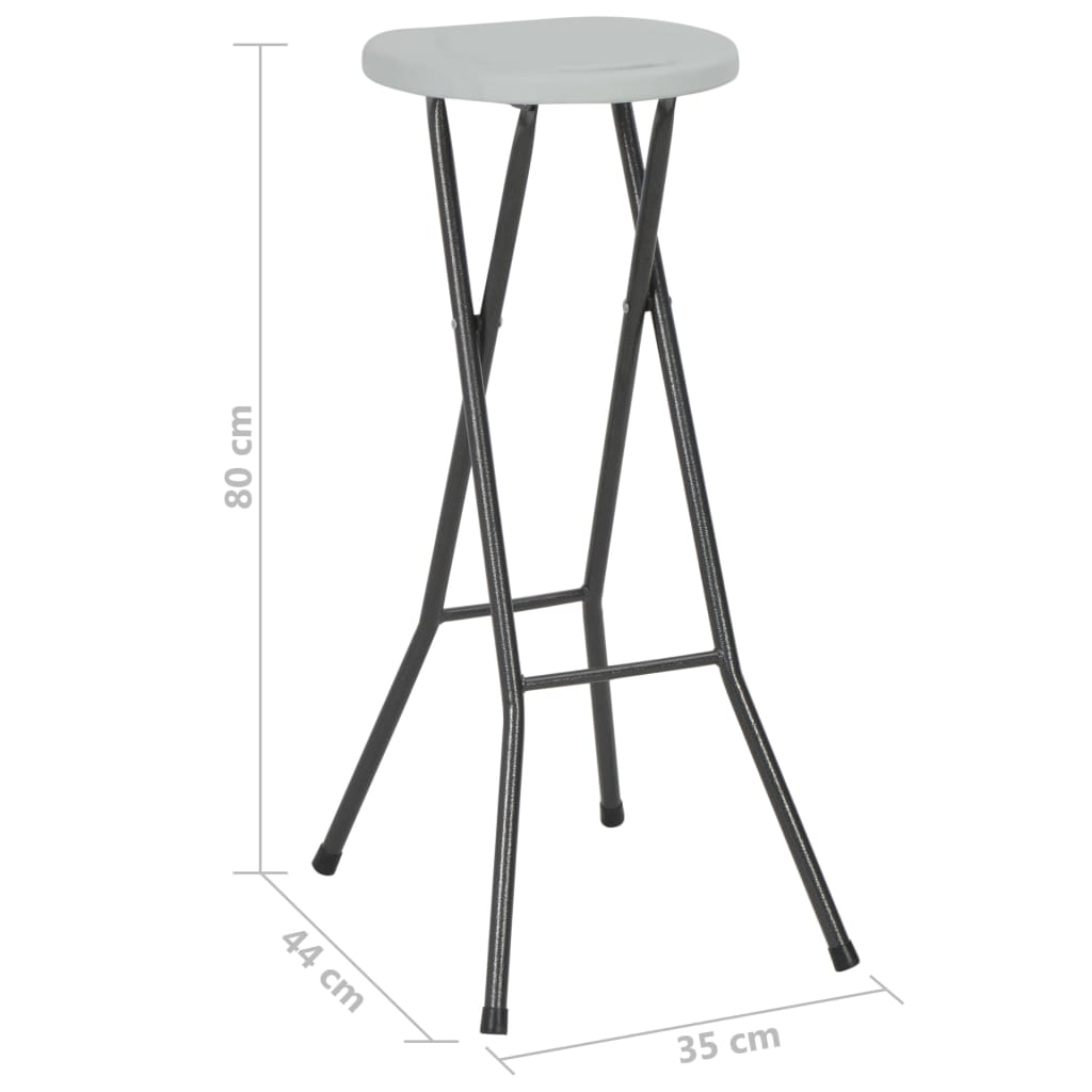 Sulankstomos baro taburetės, 2 vnt., HDPE ir plienas, baltos