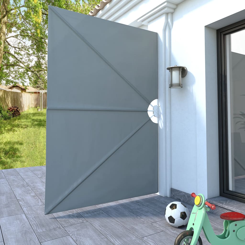 Retractable side awning for terrace, grey, 240x160cm