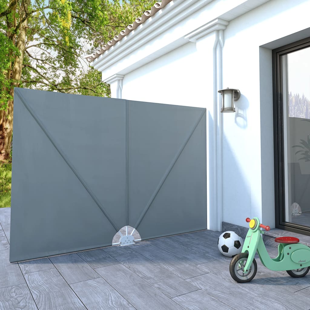 Retractable side awning for terrace, grey, 240x160cm