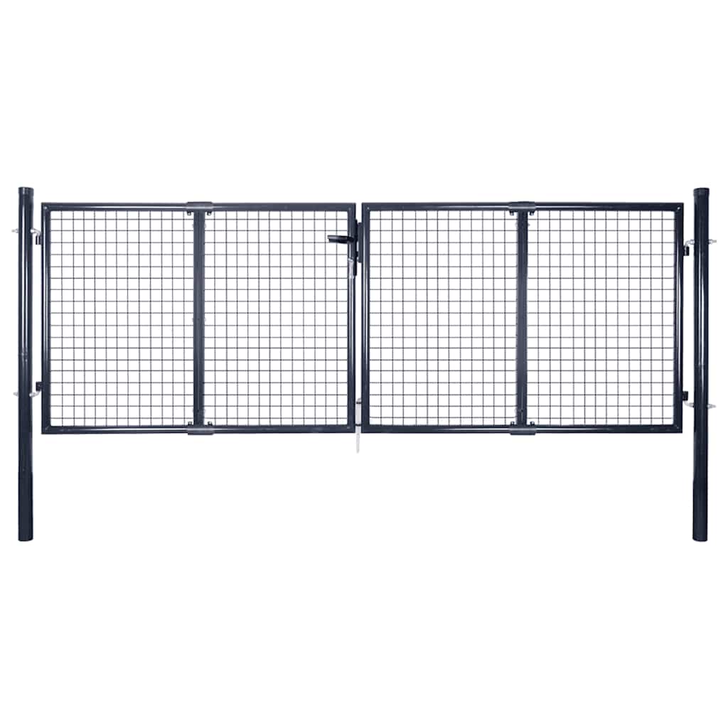 Mesh garden gate, galvanized steel, 300x75 cm, grey