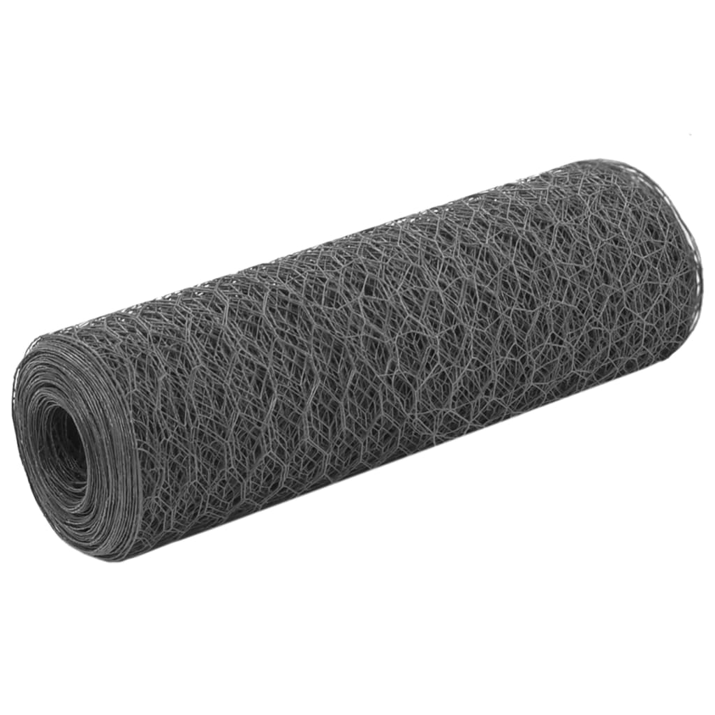 Vadu siets vistu aplokam ar PVC pārklājumu, pelēks, 25x0,5m