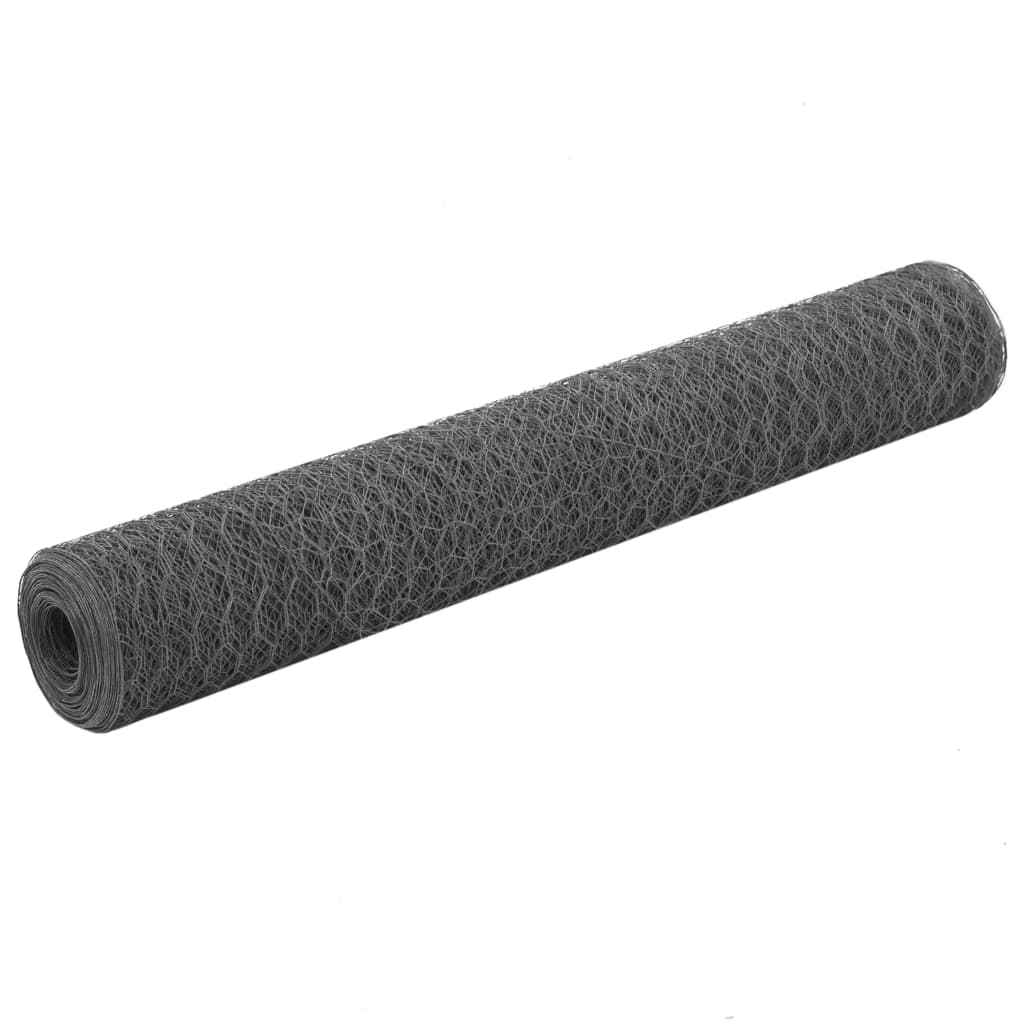 Metāla siets ar PVC pārklājumu, pelēks, 25x1m