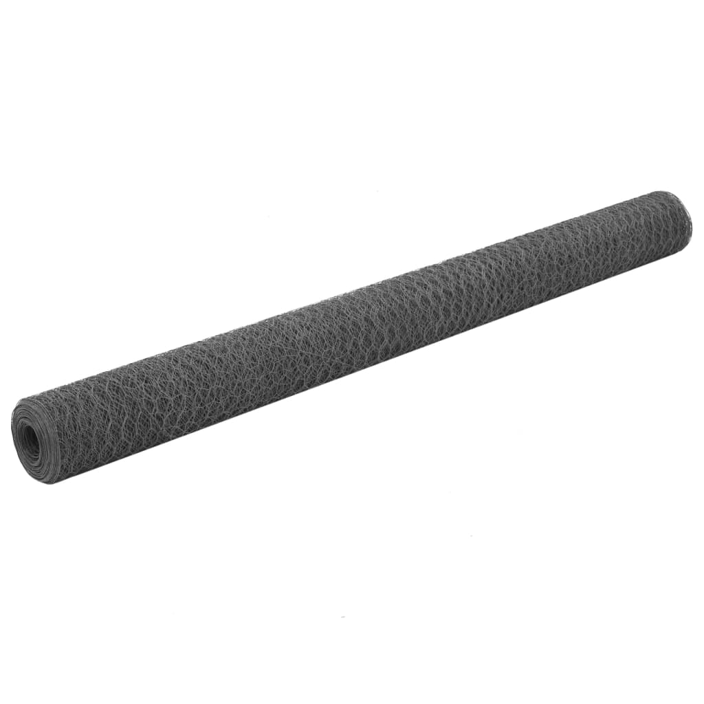 PVC pārklājuma stiepļu tīkls, pelēks, 25x1,5m